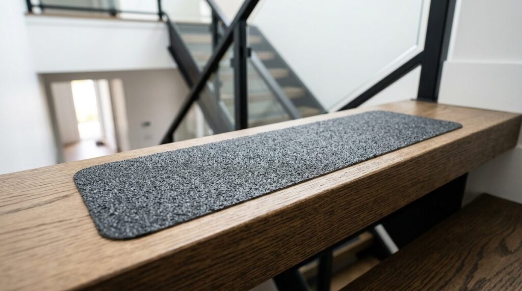 Close-up product photography of anti-slip stair tread applic